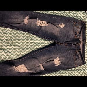 Medium-dark wash ripped jeans